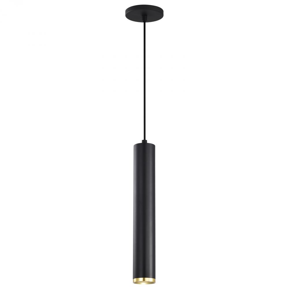 Century; 12 Watt; 16"; LED Pendant; Matte Black and Brushed Brass Finish