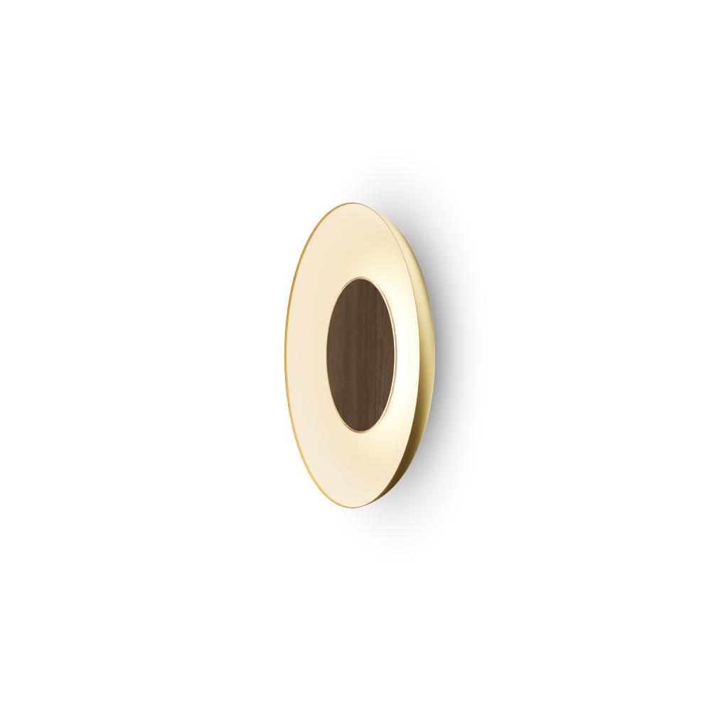 Ramen Wall Sconce 9" (Oiled Walnut) with 18" back dish (Gold w/ Matte White Interior)
