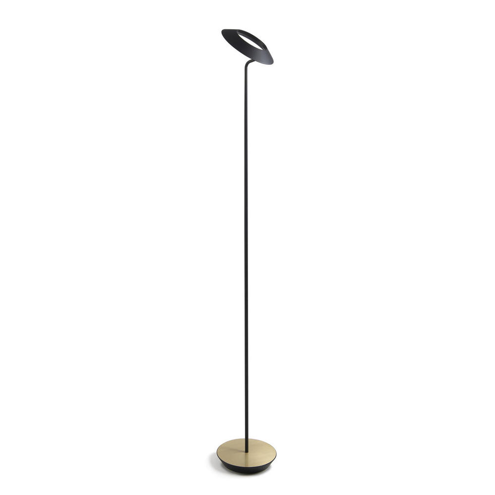 Royyo Floor Lamp, Matte Black Body, Brushed Brass base plate