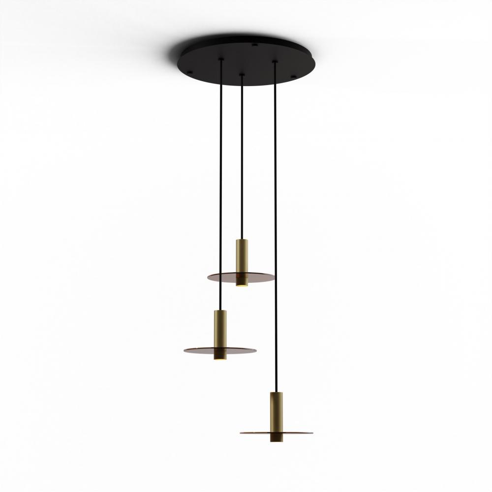 Combi Pendant 6" Circular 3 Combo Brass with Matte Black Canopy