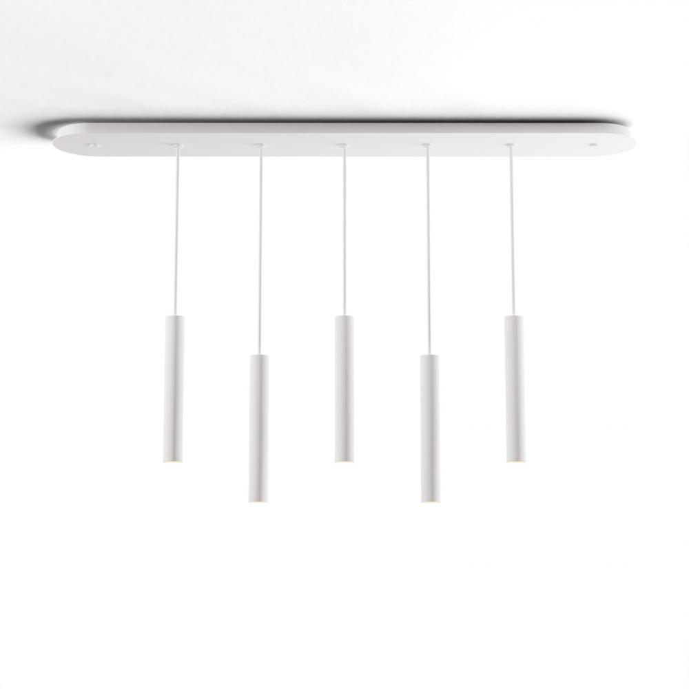 Combi Pendant 12" Linear 5 Combo Matte White with Matte White Canopy