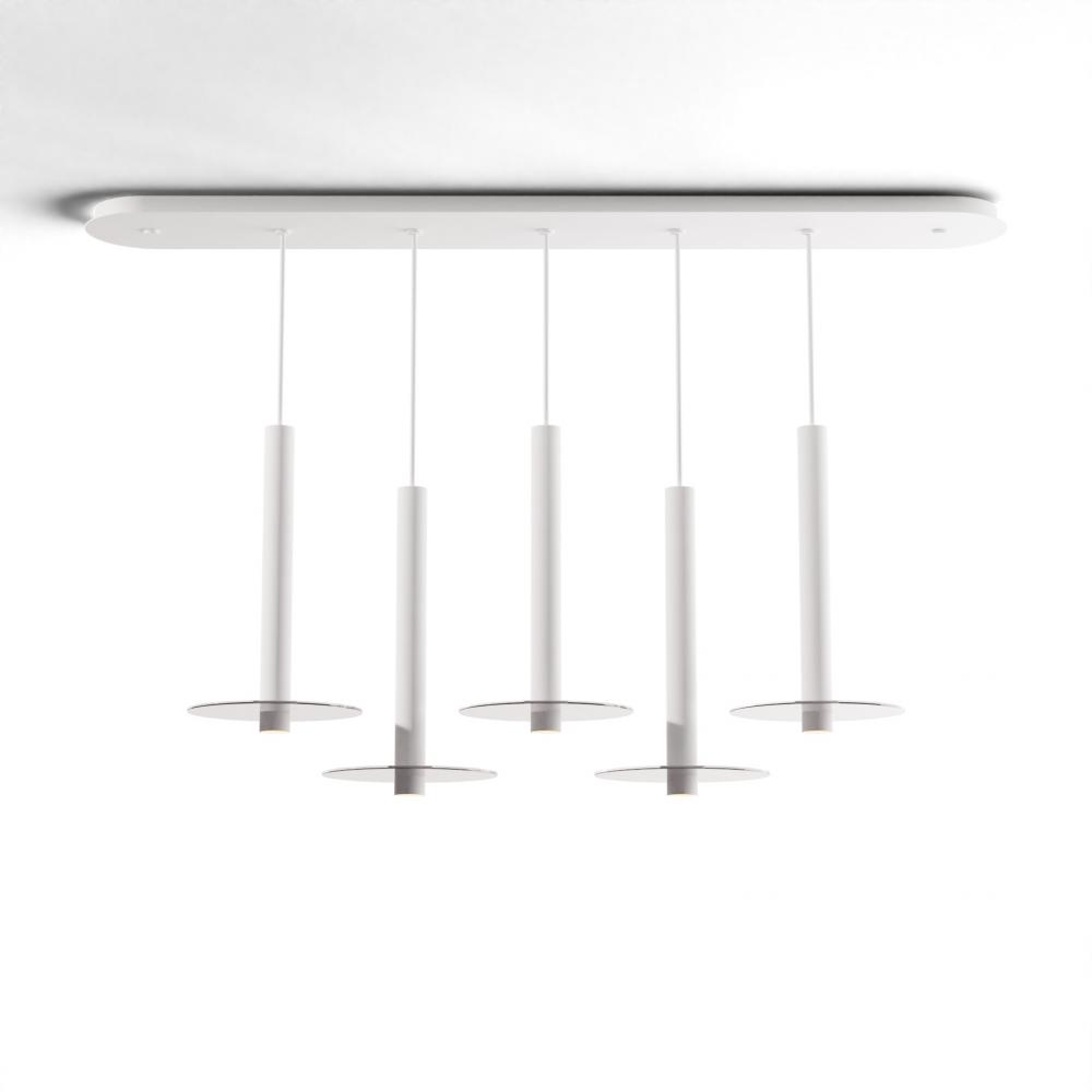 Combi Pendant 16&#34; Linear 5 Combo Matte White with Matte White Canopy