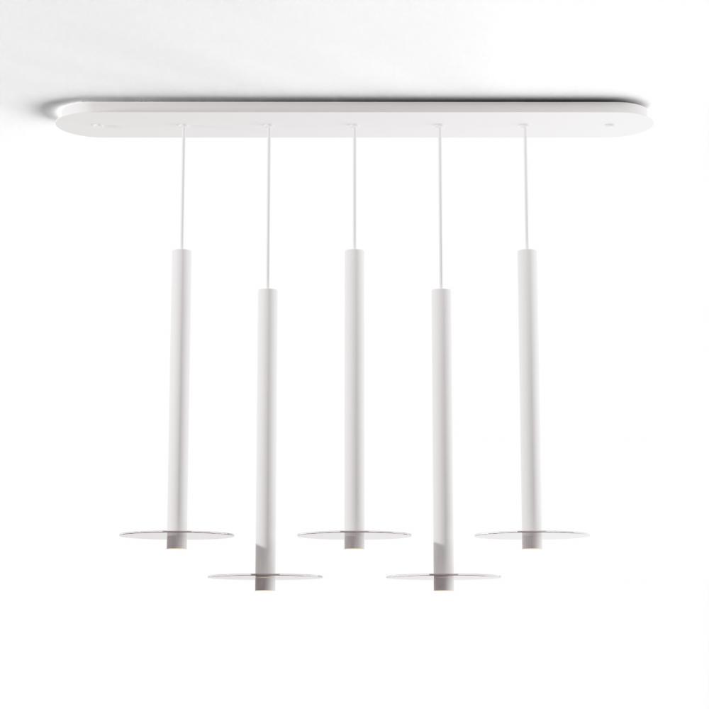 Combi Pendant 24" Linear 5 Combo Matte White with Matte White Canopy