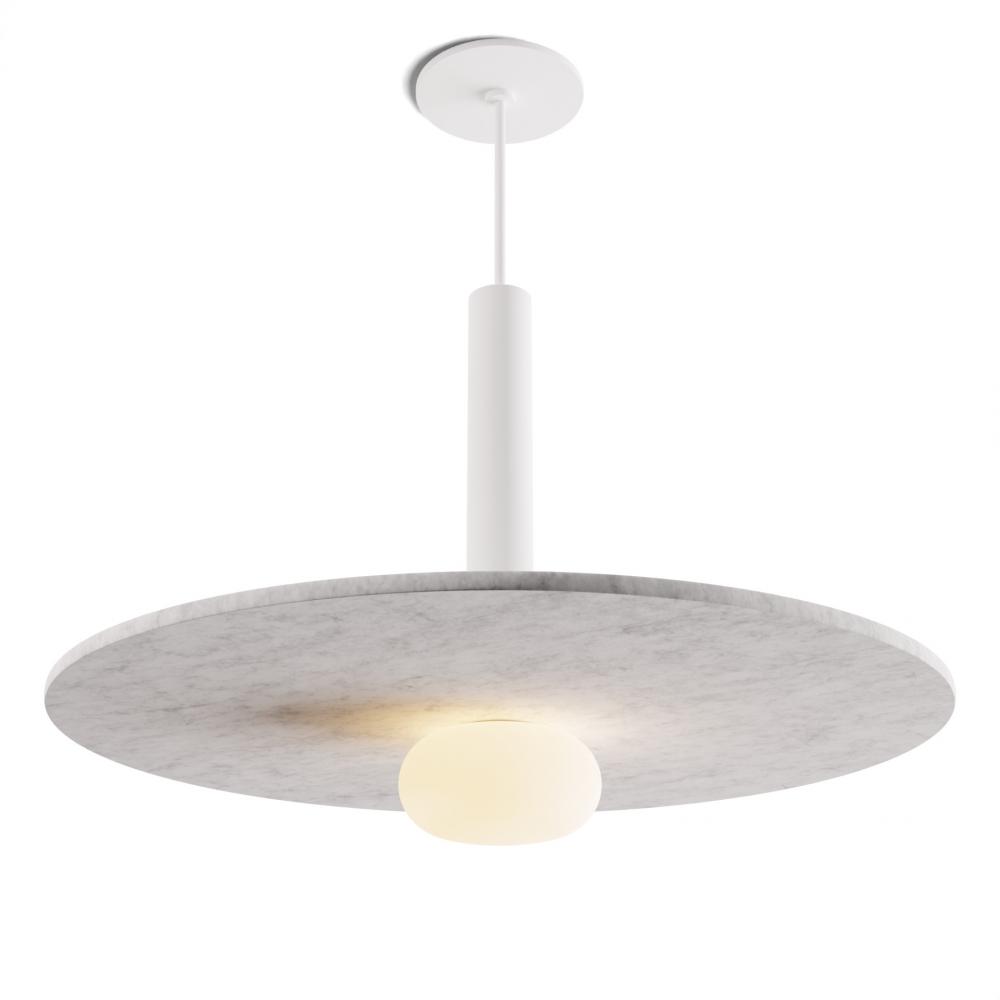 Combi Pendant 12" Single Unit Matte White with Matte White Canopy, 20" acoustic panel (Light