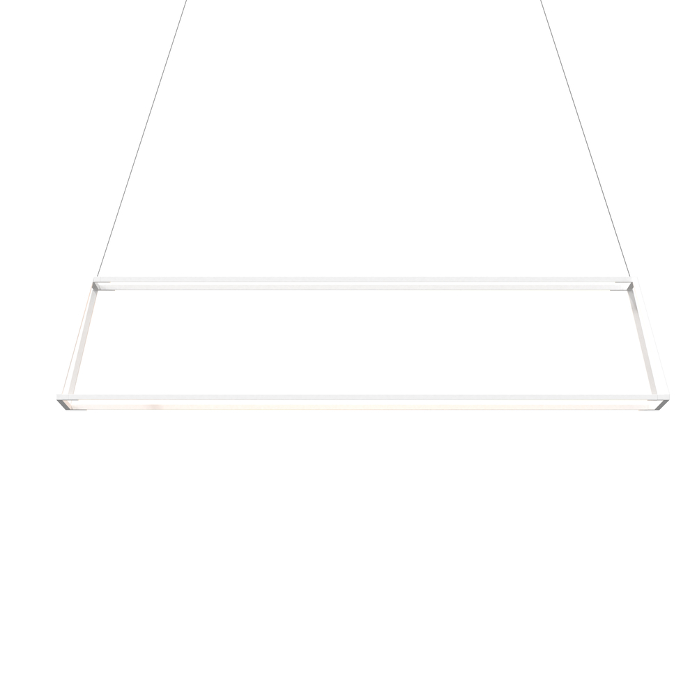 Z-Bar Pendant Rise Large Rectangle, Soft Warm, Matte White, 56" x 14" x 12"