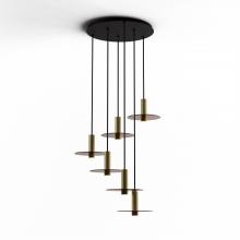  CMP-C6-S-06-BRS+GTEA9 - Combi Pendant 6" Circular 6 Combo Brass with Matte Black Canopy, 9" glass plate (Tea Brown)