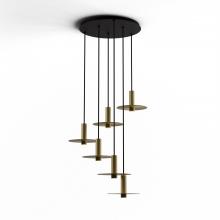  CMP-C6-S-06-BRS+MBRS9 - Combi Pendant 6" Circular 6 Combo Brass with Matte Black Canopy