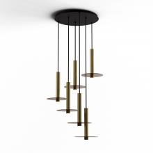  CMP-C6-S-12-BRS+GTEA9 - Combi Pendant 12" Circular 6 Combo Brass with Matte Black Canopy