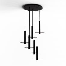  CMP-C6-S-12-MTB+GDGY9 - Combi Pendant 12" Circular 6 Combo Matte Black with Matte Black Canopy