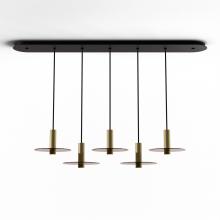  CMP-L5-S-06-BRS+GTEA9 - Combi Pendant 6" Linear 5 Combo Brass with Matte Black Canopy