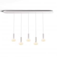  CMP-L5-S-06-MWT+NA+GLB - Combi Pendant 6" Linear 5 Combo Matte White with Matte White Canopy, Glass Ball attachment, Susp