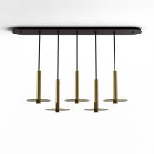  CMP-L5-S-12-BRS+MBRS9 - Combi Pendant 12" Linear 5 Combo Brass with Matte Black Canopy