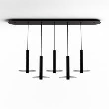  CMP-L5-S-12-MTB+GDGY9 - Combi Pendant 12" Linear 5 Combo Matte Black with Matte Black Canopy