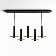  CMP-L5-S-12-MTB+MBRS9 - Combi Pendant 12" Linear 5 Combo Matte Black with Matte Black Canopy, 9" metal plate (Brass)