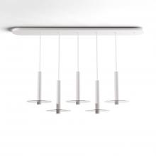  CMP-L5-S-12-MWT+GCLR9 - Combi Pendant 12" Linear 5 Combo Matte White with Matte White Canopy, 9" glass plate (Clear)