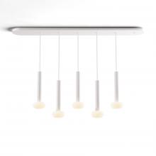  CMP-L5-S-12-MWT+NA+GLB - Combi Pendant 12" Linear 5 Combo Matte White with Matte White Canopy, Glass Ball attachment, Sus