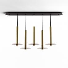  CMP-L5-S-16-BRS+GTEA9 - Combi Pendant 16" Linear 5 Combo Brass with Matte Black Canopy