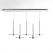  CMP-L5-S-16-MWT+GDGY9 - Combi Pendant 16" Linear 5 Combo Matte White with Matte White Canopy