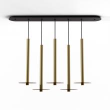  CMP-L5-S-24-BRS+GTEA9 - Combi Pendant 24" Linear 5 Combo Brass with Matte Black Canopy