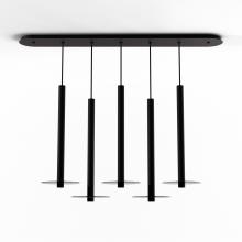  CMP-L5-S-24-MTB+GDGY9 - Combi Pendant 24" Linear 5 Combo Matte Black with Matte Black Canopy