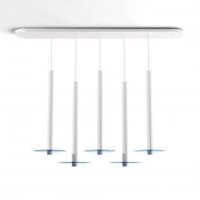  CMP-L5-S-24-MWT+GBLU9 - Combi Pendant 24" Linear 5 Combo Matte White with Matte White Canopy