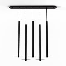  CMP-L5-S-36-MTB+GDGY9 - Combi Pendant 36" Linear 5 Combo Matte Black with Matte Black Canopy