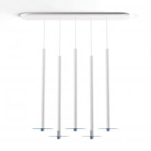  CMP-L5-S-36-MWT+GBLU9 - Combi Pendant 36" Linear 5 Combo Matte White with Matte White Canopy