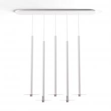  CMP-L5-S-36-MWT+GCLR9 - Combi Pendant 36" Linear 5 Combo Matte White with Matte White Canopy