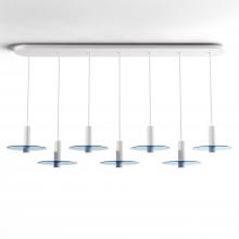  CMP-L7-S-06-MWT+GBLU9 - Combi Pendant 6" Linear 7 Combo Matte White with Matte White Canopy