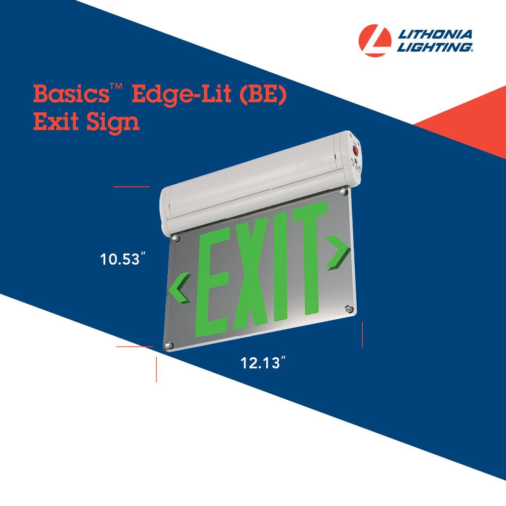 BASICS™ Edge-Lit Exit Sign, AC and Nicad