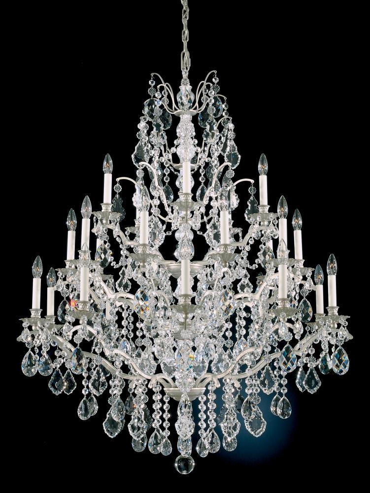 Bordeaux 25 Light 120V Chandelier in Antique Silver with Clear Heritage Handcut Crystal