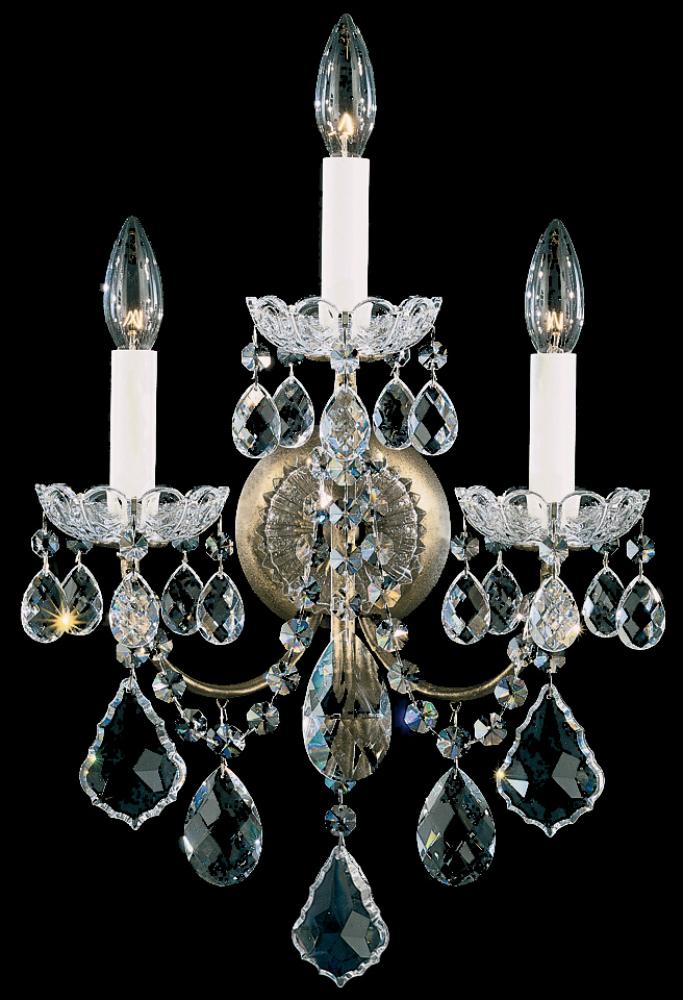 New Orleans 3 Light 120V Wall Sconce in Etruscan Gold with Clear Crystals from Swarovski