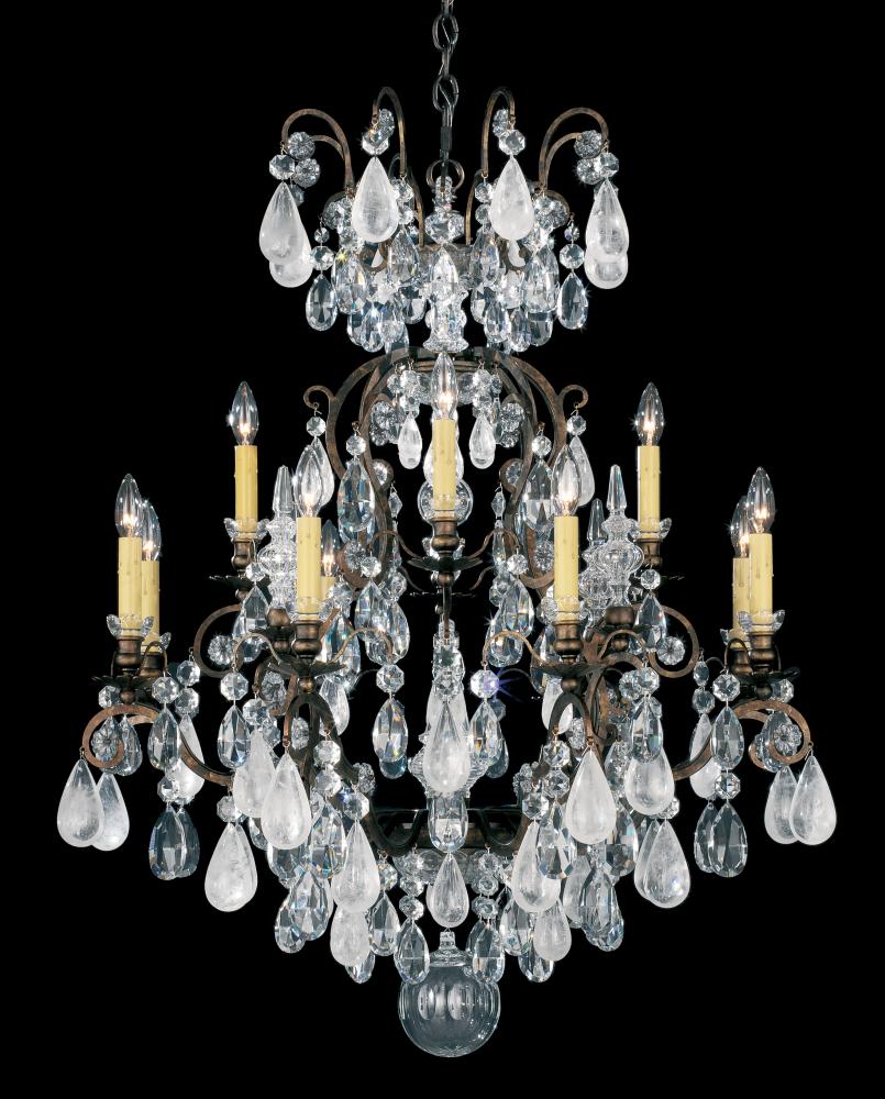 Renaissance Rock Crystal 13 Light 120V Chandelier in Black with Amethyst & Black Diamound Quartz C