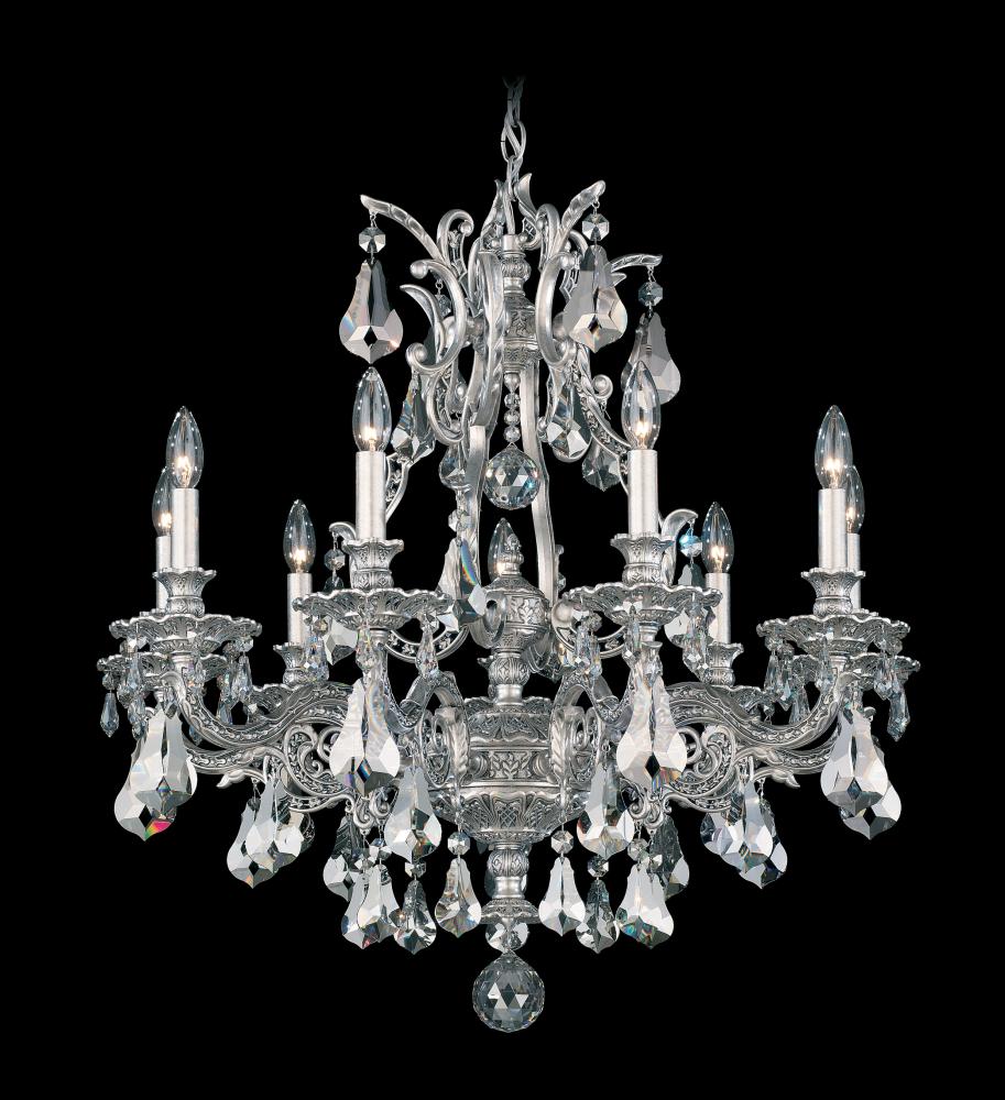 Sophia 9 Light 120V Chandelier in Antique Silver with Clear Heritage Handcut Crystal