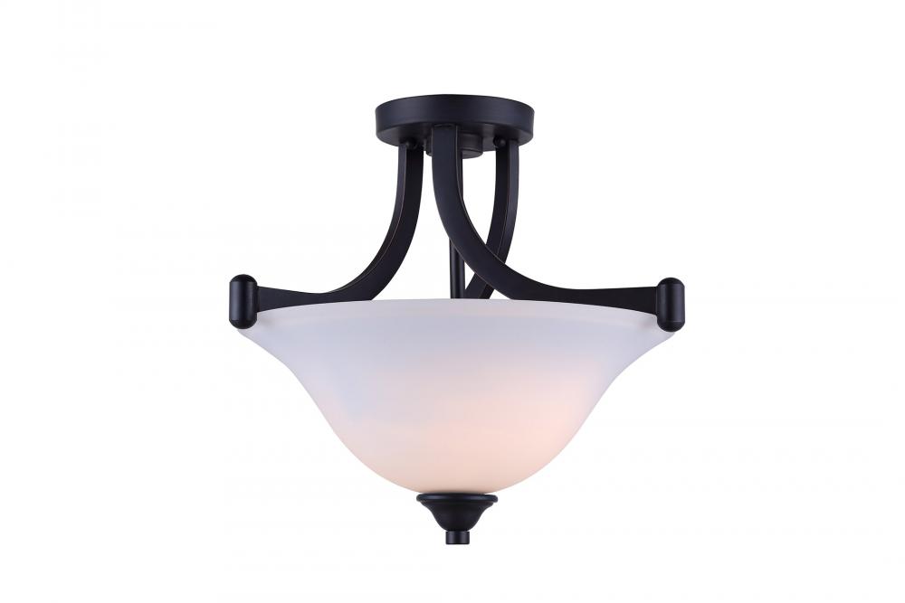 Rue 2 Light Semi Flush, Bronze Finish