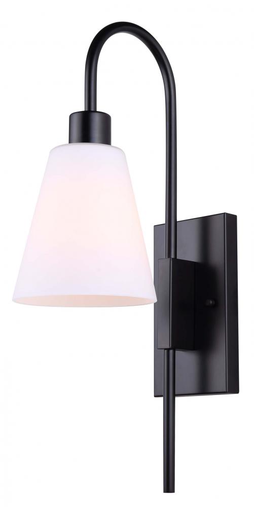 Wyler 6 in. 1 Light Matte Black Sconce with Flat Opal Glass Shade