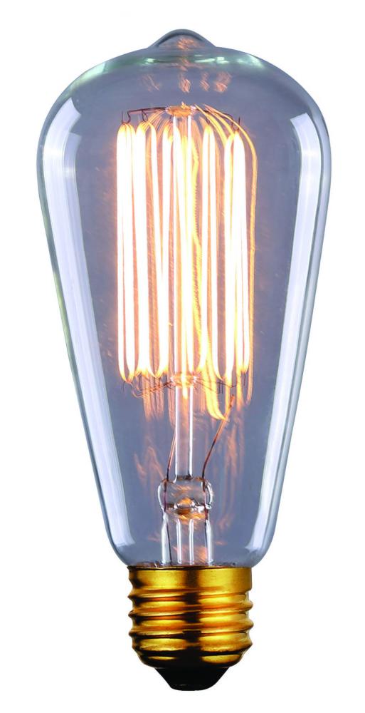 Bulb, Edison Bulbs, 60W E26 -G-, Clear Glass, ST64 Cone Shape, Dimmable, 2500 hours