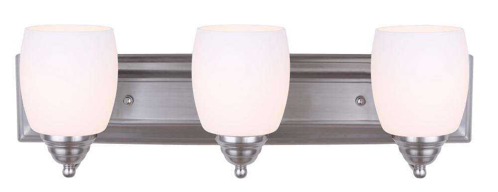 Griffin, IVL259A03 BPT -G-, 3 Light Vanity, Flat Opal Glass, 100 W Type A, 24 IN W x 7 .25 IN H x 7