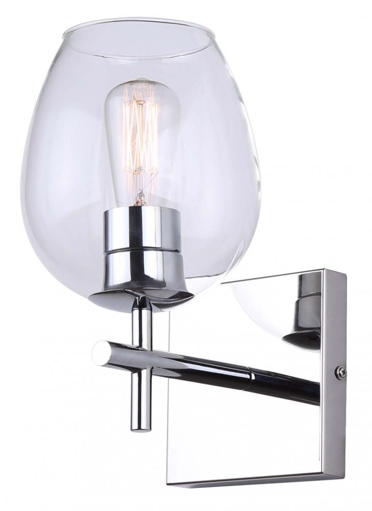 Cain 5.75 in. 1 Light Chrome Sconce with Clear Glass Shade