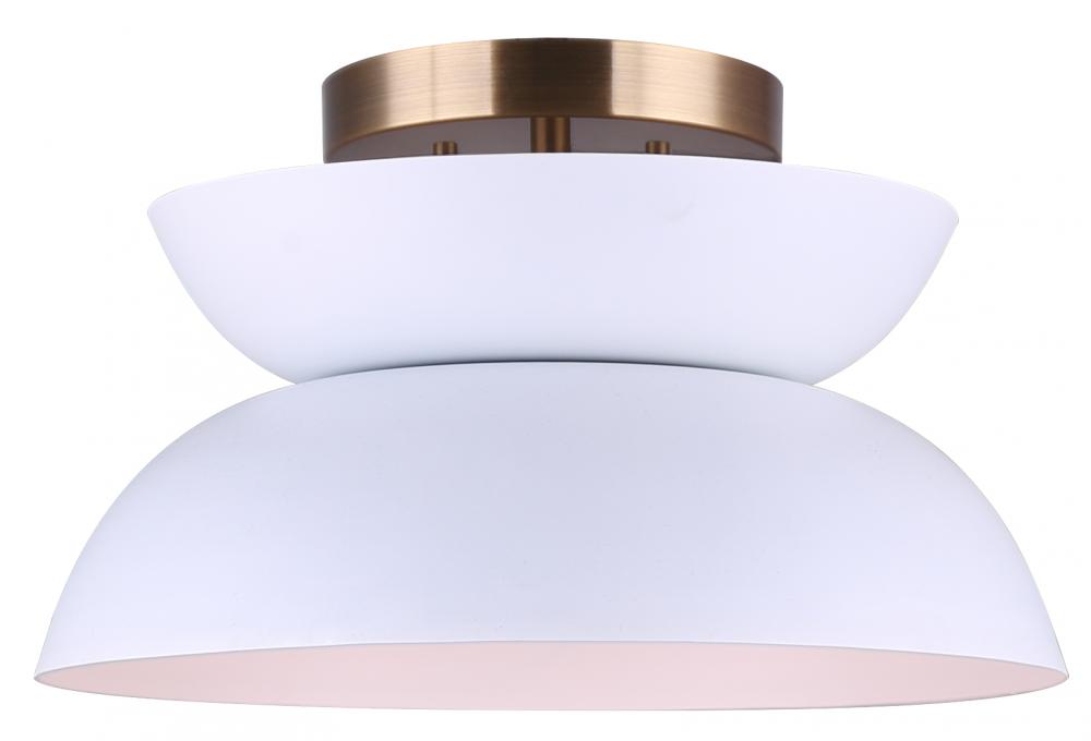 MILA, IPL1096A01GDW -G-, GD + MWH Color, 1 Lt Cord Pendant, Dual Mount, 60W Type A, 13inch W x 8 - 6