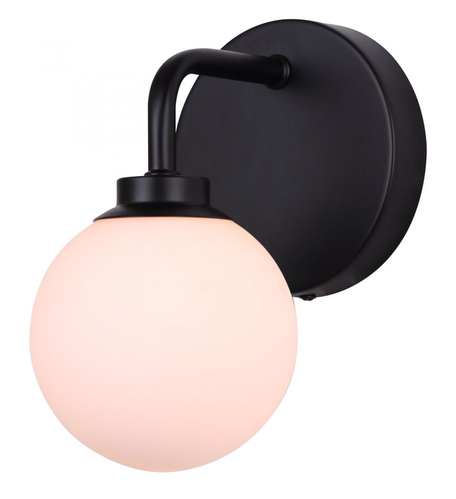 Asher 1 Light Sconce, Black Finish