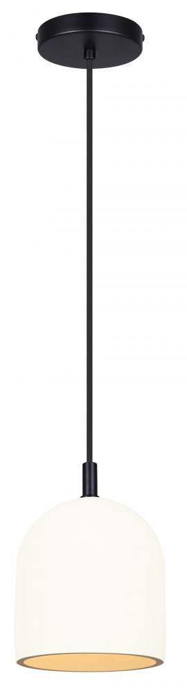 JACK 60-Watt 1 Light Matte Black Contemporary Pendant with White Cement Shade