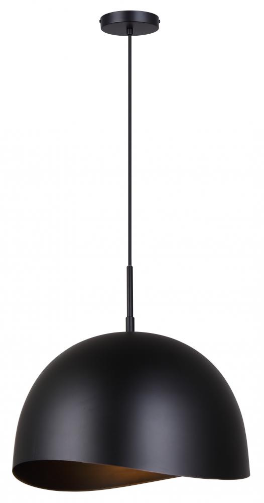 Henlee 60-Watt 1 Light Matte Black Modern Pendant with Black Metal Shade