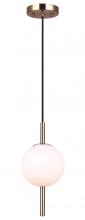 Canarm IPL1123A01GD9 - Nara 40-Watt 1 Light Gold Modern Pendant with White Glass Shade