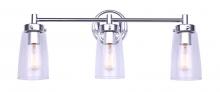 Canarm IVL1016A03CH - RORY, 3 Lt Vanity, Clear Glass, 100W Type A, 23" W x 10" H x 6.25" D, Easy Connect Inc.
