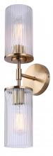 Canarm IVL1165A02GD-CR - KINSLEA 4.75 in. 2 Light Gold Vanity with Clear Glass Shade