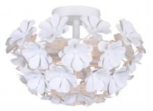 Canarm IFM2022B14WH - CASSIA 15 in. 2-Light 60-Watt Whimsical White Flush Mount with Matte White  Metal Flower Shade