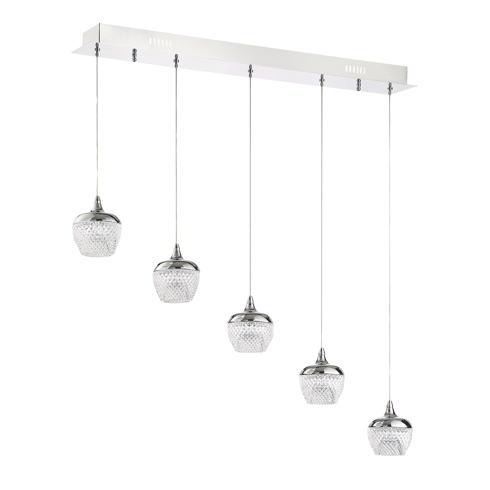 ARIKA series 25 Watt Black Stainless Integrated LED 5-Light Pendant Bar