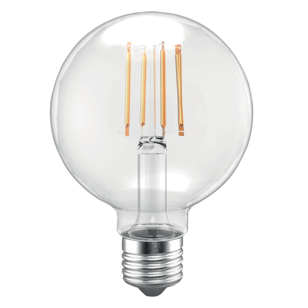 LED Filament Lamp G25 E26 Base 6W 120V 27K Clear Vertical Dim Standard