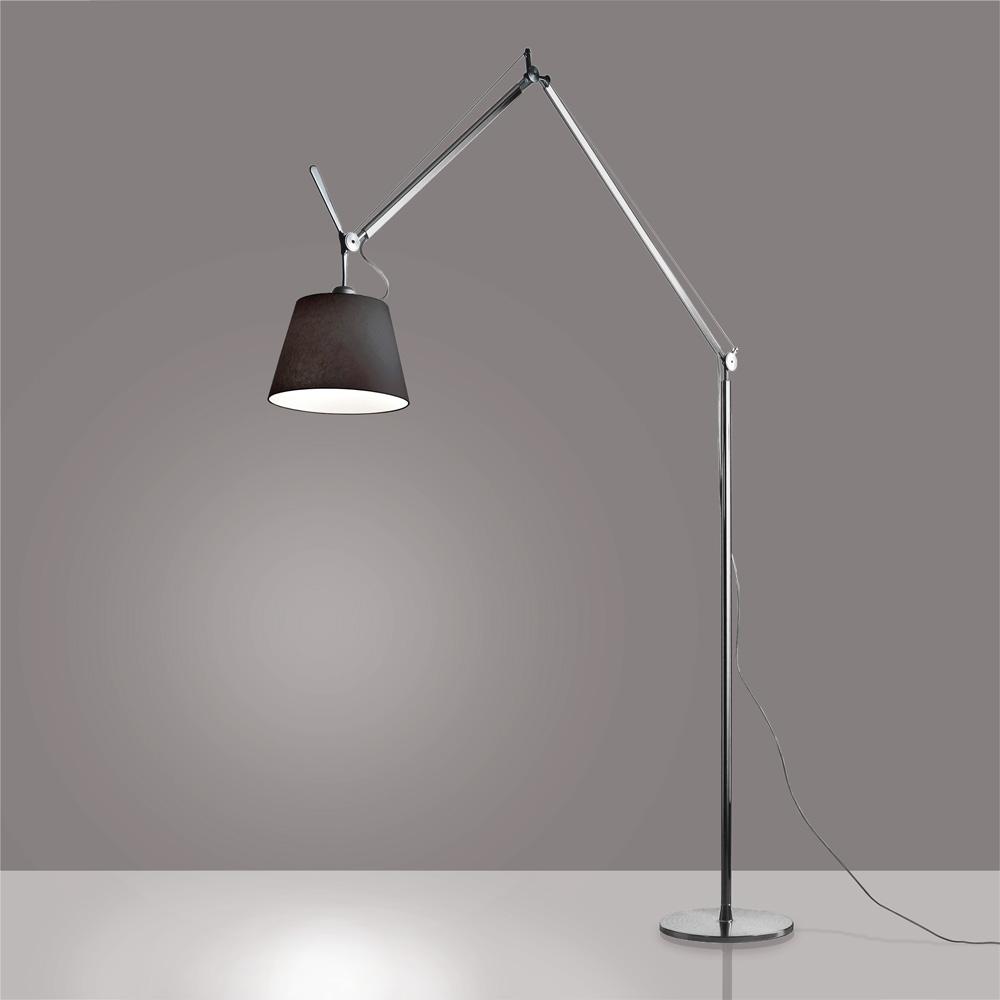 TOLOMEO MEGA FLOOR W/12" DIFF BLACK FIBER INC 150W E26 ALUM